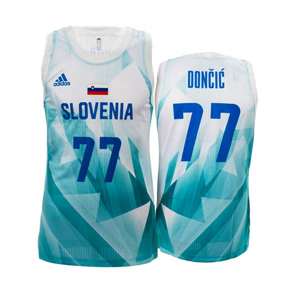 Mens Slovenia Basketball Team #77 Luka Doncic 2021 Tokyo Olymipcs White Jersey