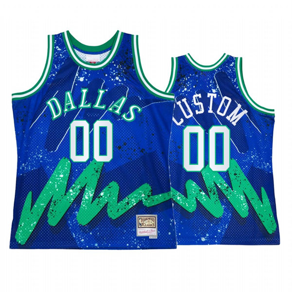 Mens Youth Dallas Mavericks Custom Hyper Hoop Blue 90s Throwback Jersey