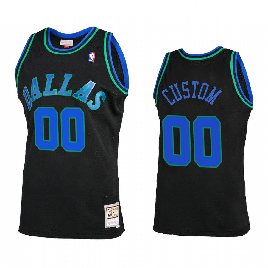 Mens Youth Dallas Mavericks Custom Mitchell & Ness Black Hardwood Classics Reload Jersey