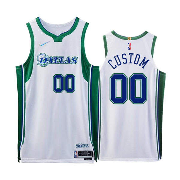 Mens Youth Dallas Mavericks Custom Nike NBA 75TH White 2021-22 City Edition Jersey