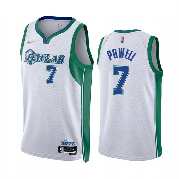 Mens Dallas Mavericks #7 Dwight Powell Nike NBA 75TH White 2021-22 City Edition Jersey
