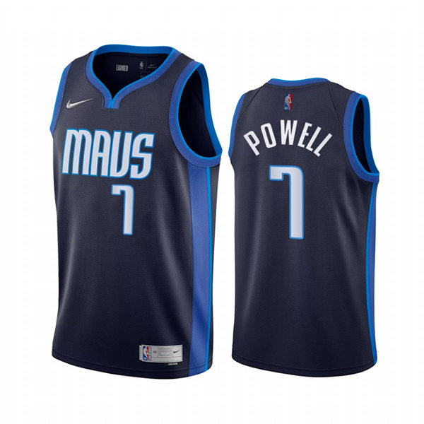 Mens Dallas Mavericks #7 Dwight Powell Navy Nike 2021 Earned Edition Swingman Jersey