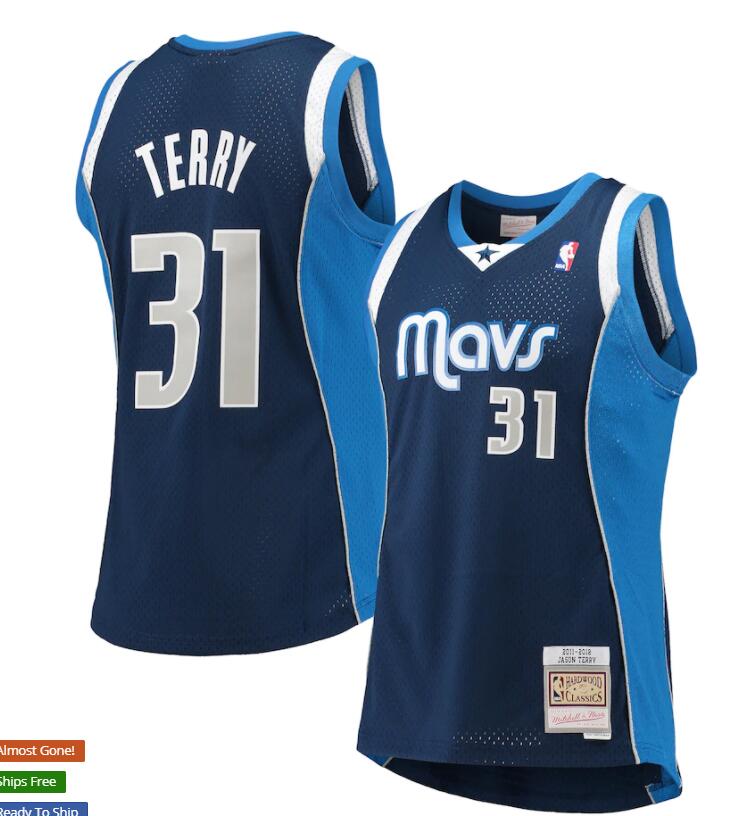 Mens Dallas Mavericks Retired Player #31 Jason Terry Mitchell & Ness Navy 2011-12 Hardwood Classics Swingman Jersey