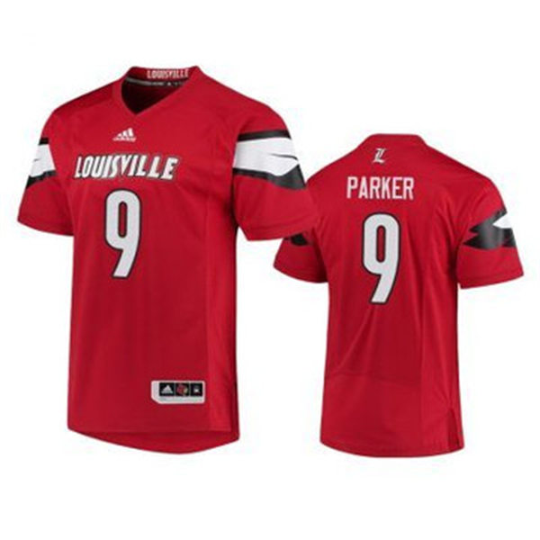 Mens Louisville Cardinals #9 DeVante Parker Adidas 2013-18 Red College Football Jersey