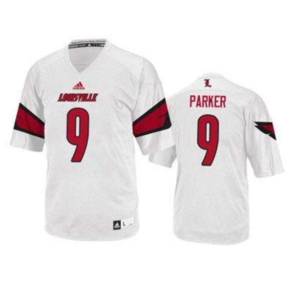 Mens Louisville Cardinals #9 DeVante Parker Adidas 2013-18 White College Football Jersey