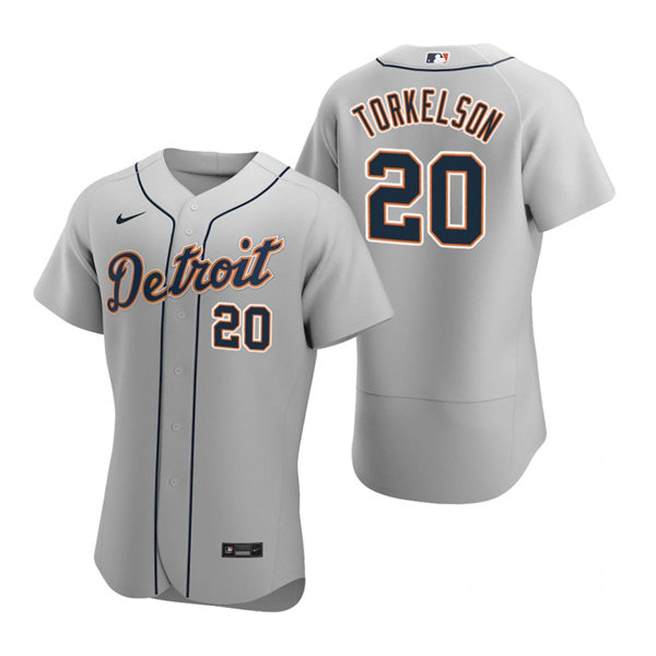 Men's Detroit Tigers #20 Spencer Torkelson Nike Road Grey FlexBase Jersey