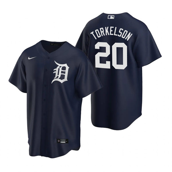 Men's Detroit Tigers #20 Spencer Torkelson Nike Navy Alternate White Team Logo CoolBase Jersey