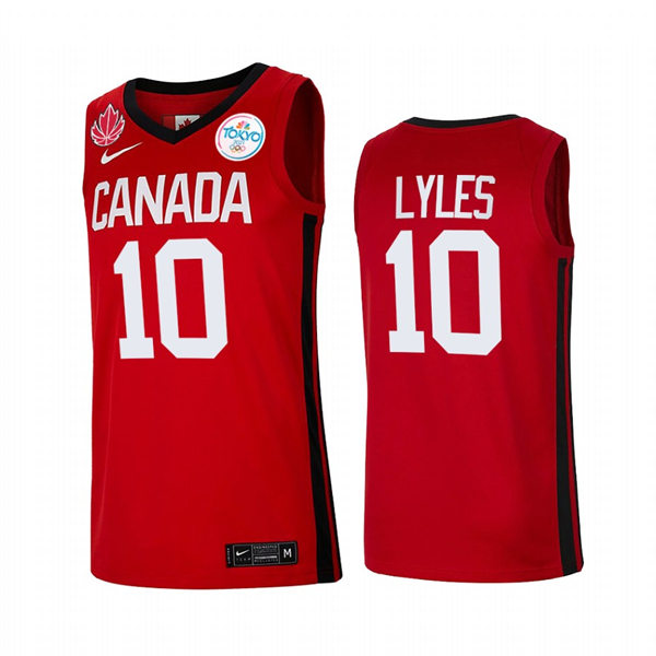 Mens Youth Canada Basketball Team #10 Trey Lyles Nike Red 2021 Tokyo Olympics Jersey 