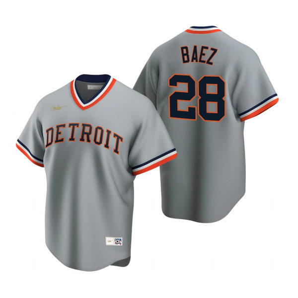 Youth Detroit Tigers #28 Javier Baez Nike Gray Pullover Collection Jersey