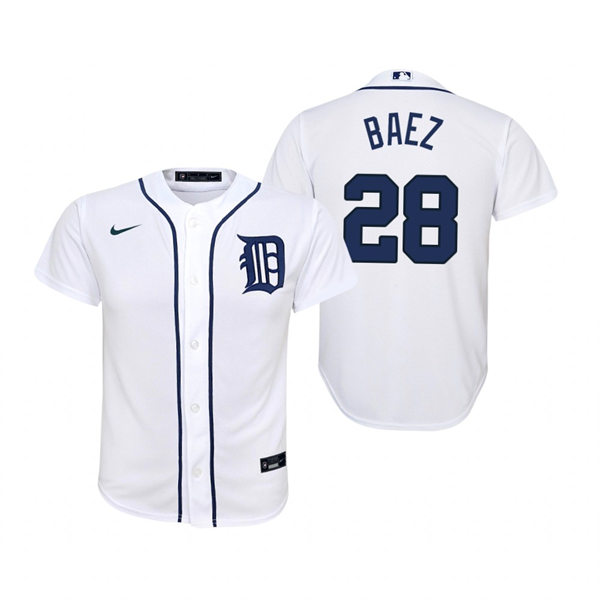 Youth Detroit Tigers #28 Javier Baez Nike White Home Jersey