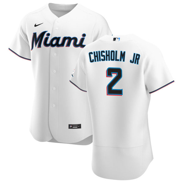 Mens Miami Marlins #2 Jazz Chisholm Jr. Nike White Home FlexBase Player Jersey