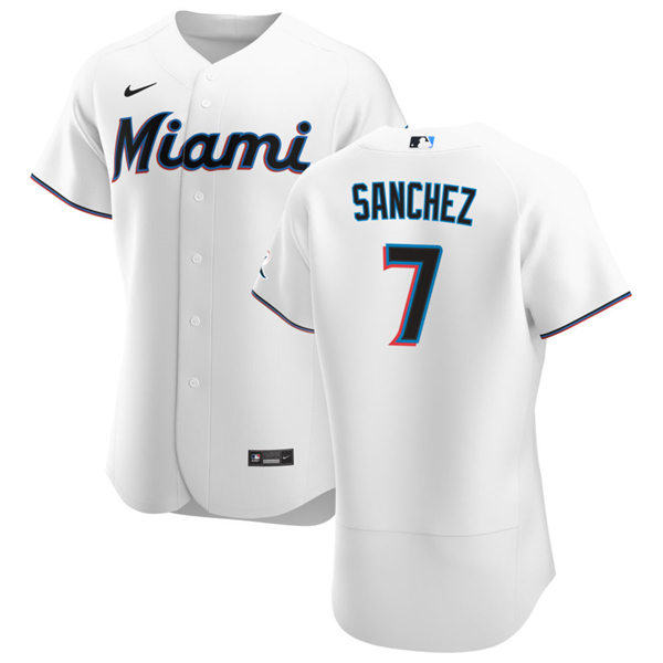Mens Miami Marlins #7 Jesus Sanchez Nike White Home FlexBase Player Jersey