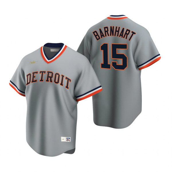 Mens Detroit Tigers #15 Tucker Barnhart Nike Gray Pullover Cooperstown Collection Jersey