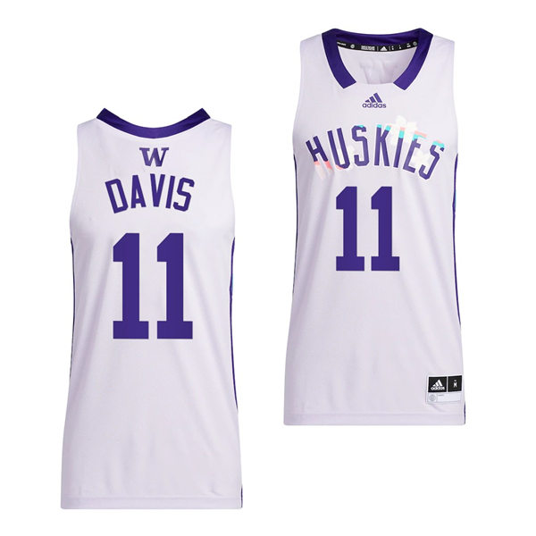 Mens Youth Washington Huskies #11 Daejon Davis 2022 White Honoring Black Excellence Basketball Jersey