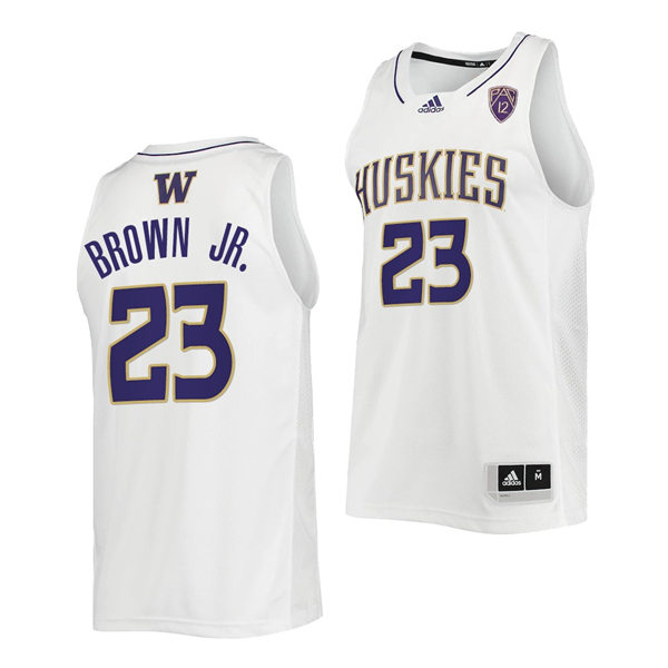 Mens Youth Washington Huskies #23 Terrell Brown Jr. Adidas White College Basketball Game Jersey
