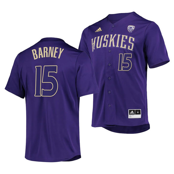 Mens Youth Washington Huskies #15 McKay Barney 2022 Purple With Name College Baseball Jersey