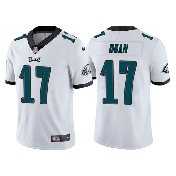 Mens Philadelphia Eagles #17 Nakobe Dean Nike White Vapor Limited Jersey