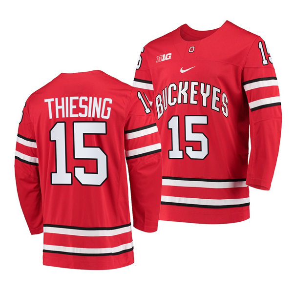 Mens Youth Ohio State Buckeyes #15 Cam Thiesing Nike Scarlet College Hockey Game Jersey