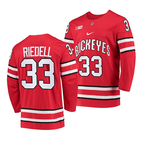 Mens Youth Ohio State Buckeyes #33 Will Riedell Nike Scarlet College Hockey Game Jersey
