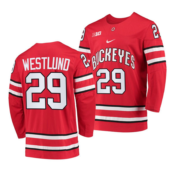 Mens Youth Ohio State Buckeyes #29 Gustaf Westlund Nike Scarlet College Hockey Game Jersey