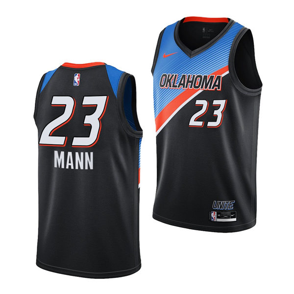 Mens Oklahoma City Thunder #23 Tre Mann 2020-21 Black City Edition Jersey 
