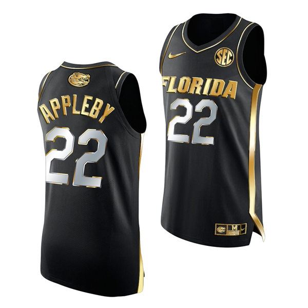 Mens Youth Florida Gators #22 Tyree Appleby Nike Black Golden Edition Basketball Jersey