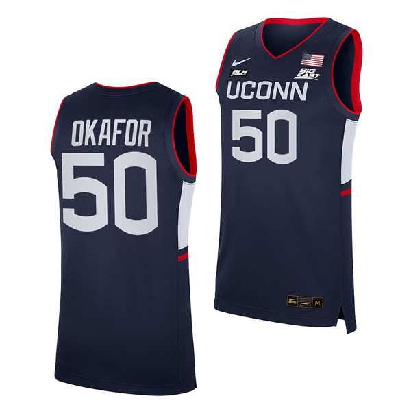 Mens Youth UConn Huskies #50 Emeka Okafor 2021 Navy Uconn College Basketball Game Jersey 
