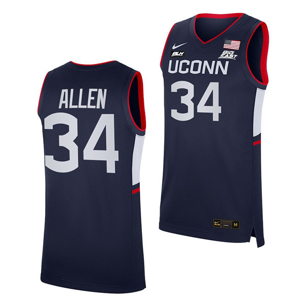 Mens Youth UConn Huskies #34 Ray Allen 2021 Navy Uconn College Basketball Game Jersey