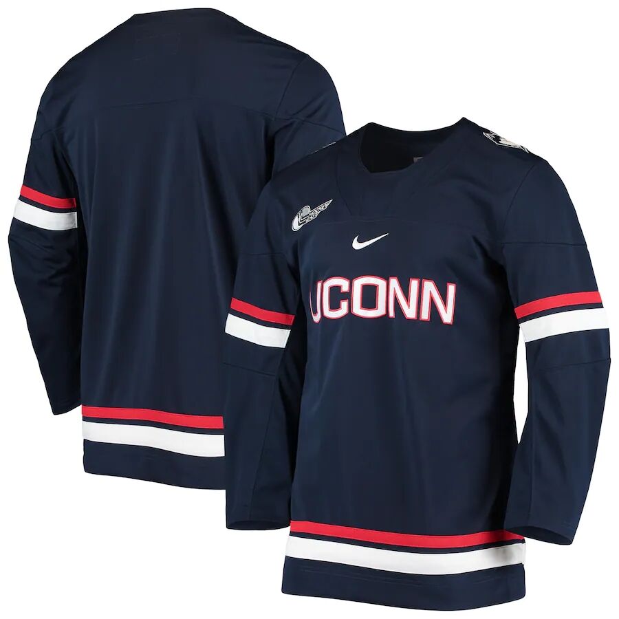 Mens Youth UConn Huskies Blank 2021 Nike Navy Uconn College Hockey Game Jersey
