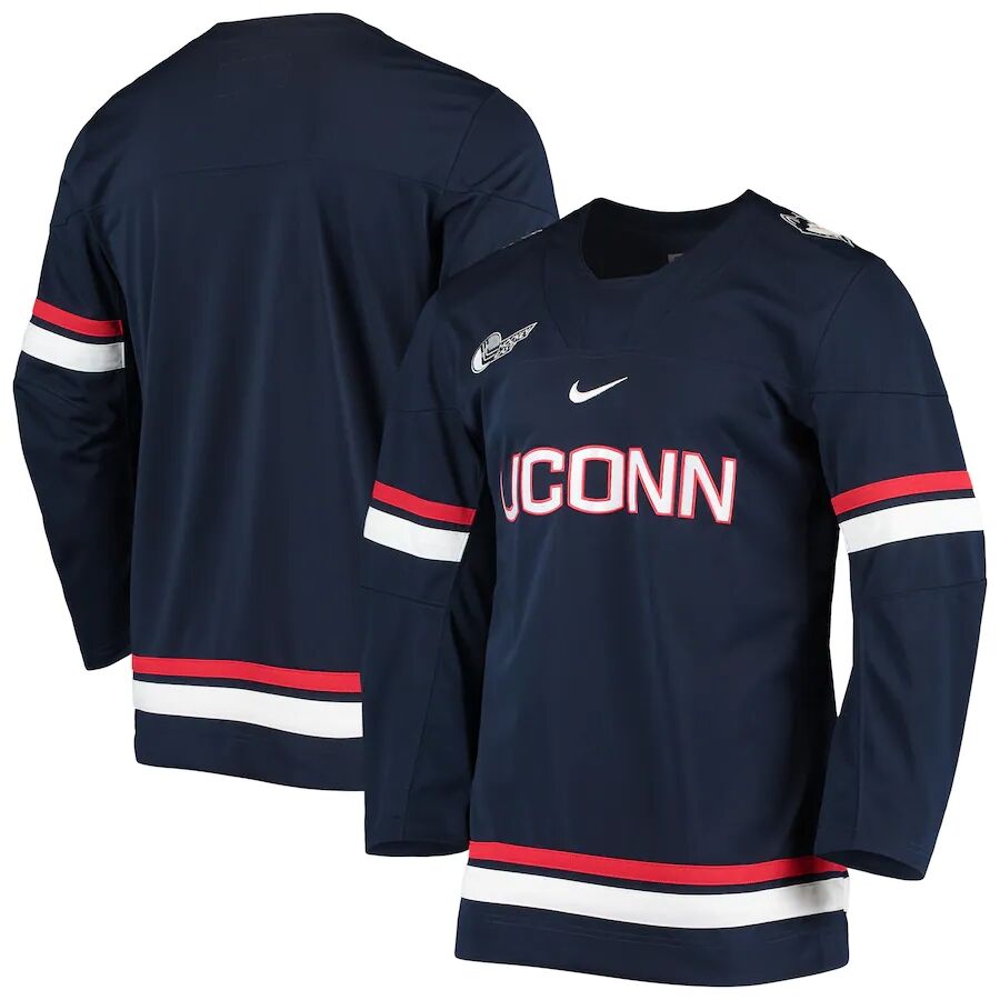 Mens Youth UConn Huskies Blank 2021 Nike Navy Uconn College Hockey Game Jersey
