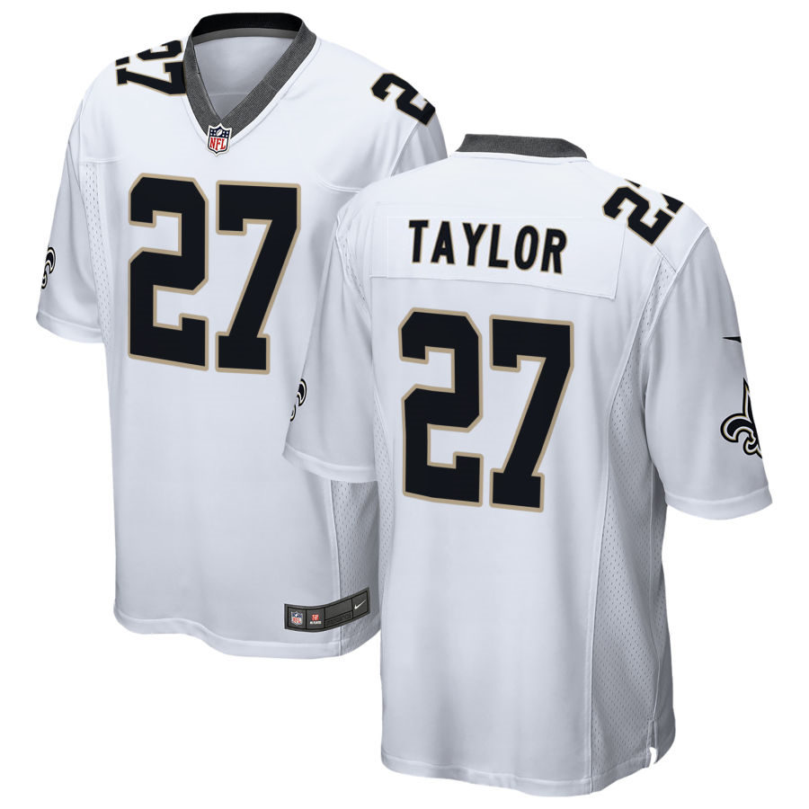 Men's New Orleans Saints #27 Alontae Taylor Nike White Away Vapor Limited Jersey