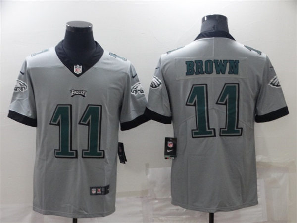 Men's Philadelphia Eagles #11 A.J. Brown Nike Silver Inverted Legend Jersey