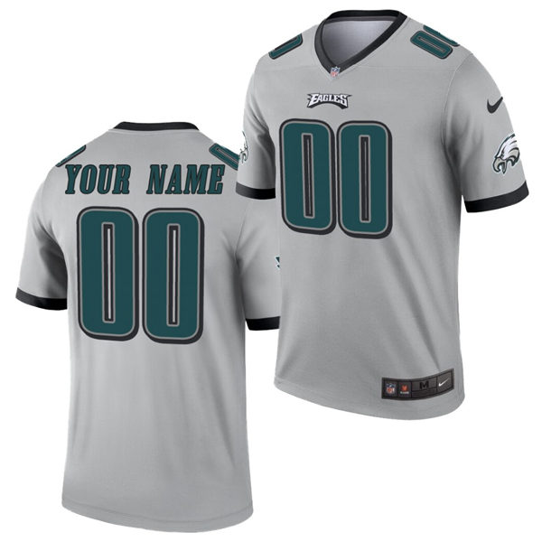 Mens Youth Philadelphia Eagles Custom Nike Silver Inverted Legend Jersey