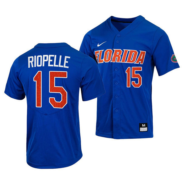 Mens Youth Florida Gators #15 BT Riopelle Nike 2022 Royal With Name Florida College Baseball Jersey