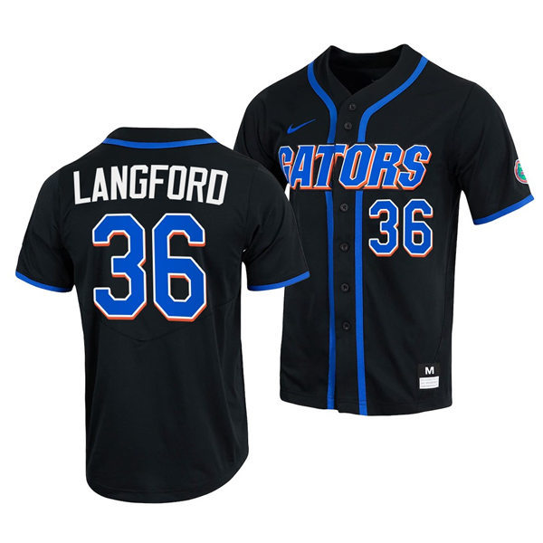 Mens Youth Florida Gators #36 Wyatt Langford Nike 2022 Black With Name Florida College Baseball Jersey