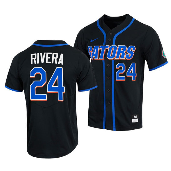 Mens Youth Florida Gators #24 Josh Rivera Nike 2022 Black With Name Florida College Baseball Jersey