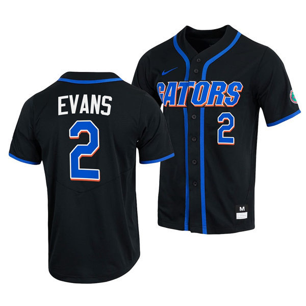Mens Youth Florida Gators #2 Ty Evans Nike 2022 Black With Name Florida College Baseball Jersey