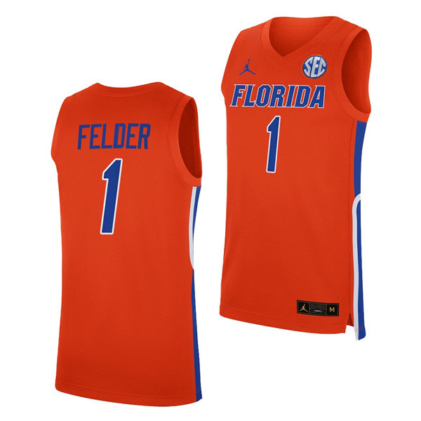 Mens Youth Florida Gators #1 C.J. Felder 2020 Orange College Basketball Jersey