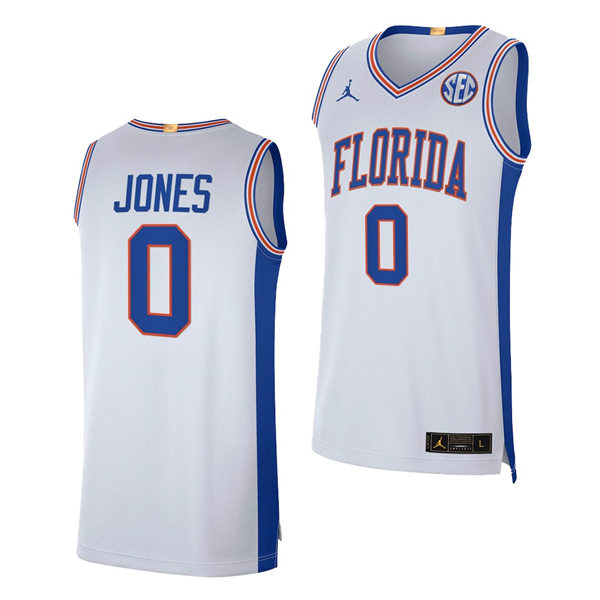 Mens Youth Florida Gators #0 Myreon Jones 2021-22 White Retro Florida College Basketball Jersey
