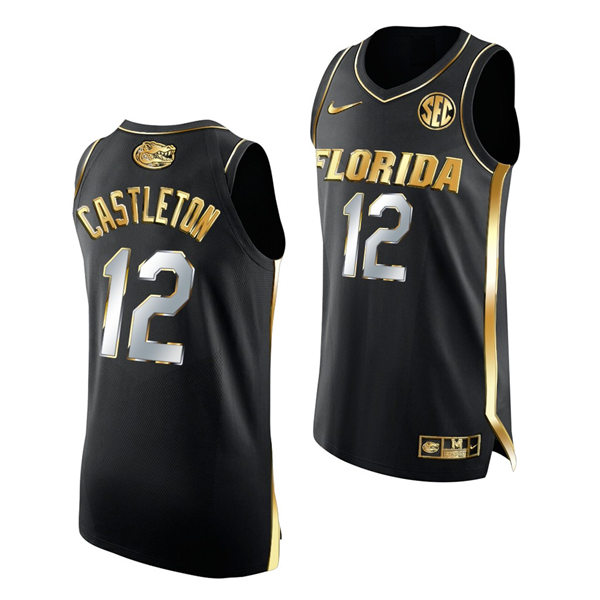 Mens Youth Florida Gators #12 Colin Castleton Nike Black Golden Edition Basketball Jersey