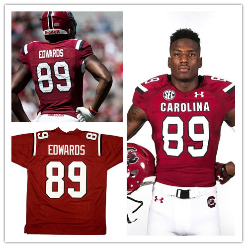Men's South Carolina Gamecocks #89 Bryan Edwards Garnet Under Armour College Football Game Jersey