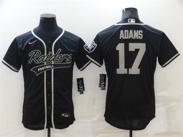 Men's Las Vegas Raiders #17 Davante Adams Nike Black Full Button Football Baseball Mix Jersey