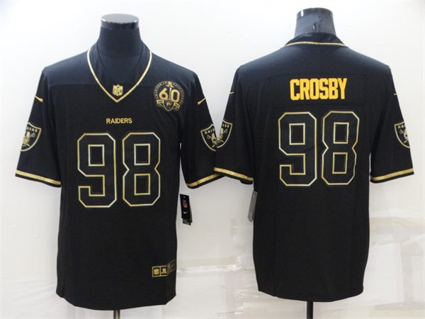 Men's Las Vegas Raiders #98 Maxx Crosby Nike Black Golden Edition 60TH Anniversary Jersey