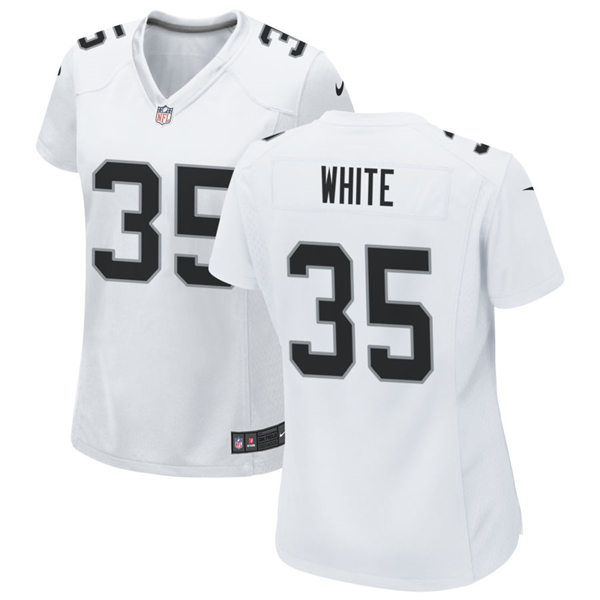 Womens Las Vegas Raiders #35 Zamir White Nike White Limited Jersey