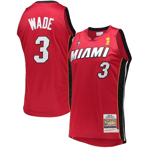 Mens Youth Miami Heat #3 Dwyane Wade Mitchell & Ness 2005-06 Hardwood Classics Jersey Red
