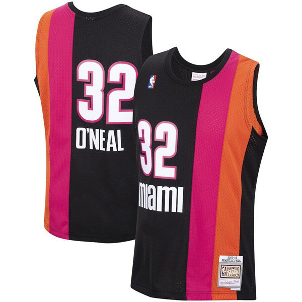 Mens Youth Miami Heat #32  Shaquille O'Neal Mitchell & Ness 2005-06 Hardwood Classics Jersey Pink Black