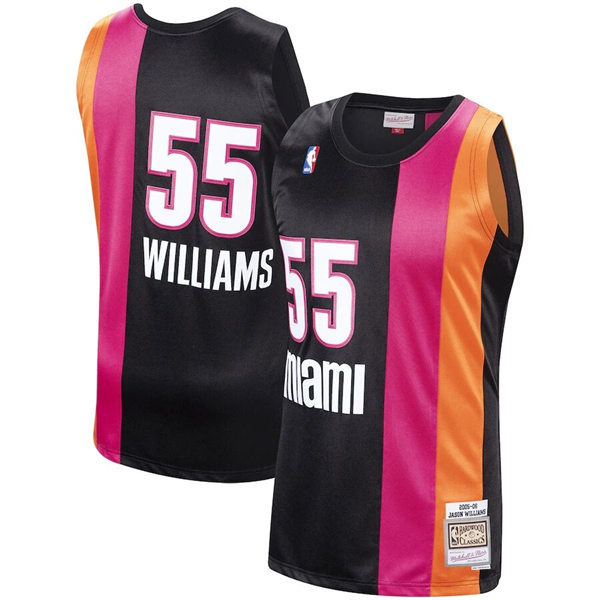 Mens Youth Miami Heat #55 Jason Williams Mitchell & Ness 2005-06 Hardwood Classics Jersey Pink Black