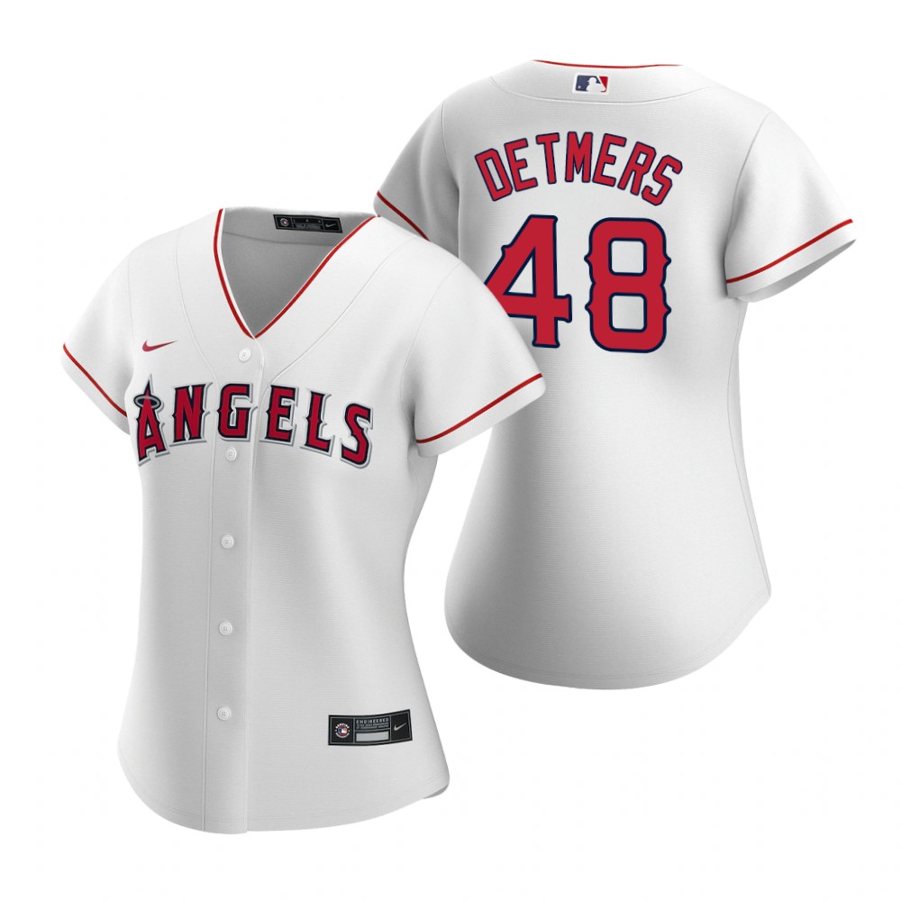 Womens Los Angeles Angels #48 Reid Detmers Nike White Home CoolBase Jersey