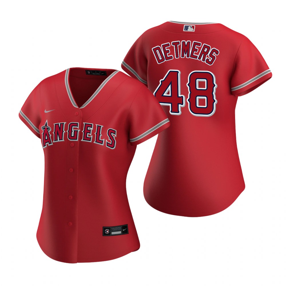 Womens Los Angeles Angels #48 Reid Detmers Red Alternate CoolBase Jersey