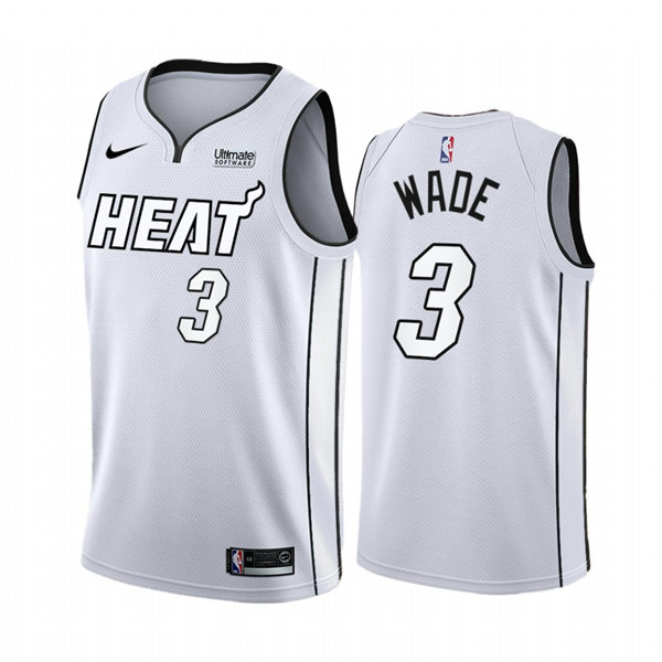 Mens Miami Heat #3 Dwyane Wade Nike White silver 2022 NBA Playoffs Mantra Jersey